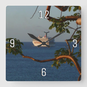 Abfahrt bei Sunset I Cruise Vacation Quadratische Wanduhr