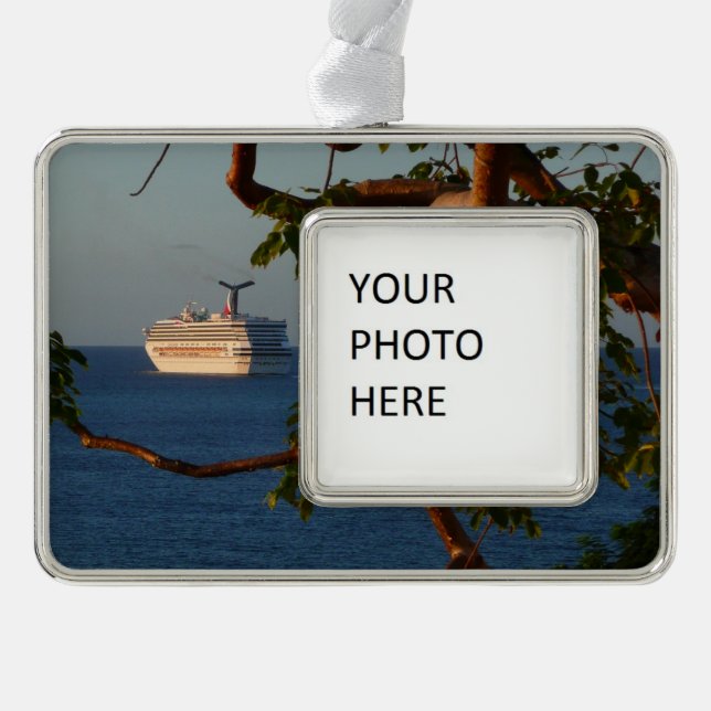 Abfahrt bei Sunset I Cruise Vacation Rahmen-Ornament Silber (Vorderseite)