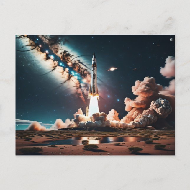 Abfahrt eines Raketenträgers Postkarte (Vorderseite)