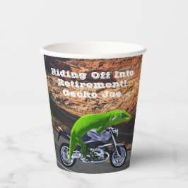 Abfahrt in den Ruhestand Custom Gecko Motorrad Pappbecher