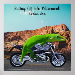 Abfahrt in den Ruhestand Custom Gecko Motorrad Poster