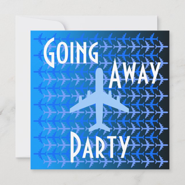 Abfahrt Party Einladung Card Flugzeug Blau (Vorderseite)