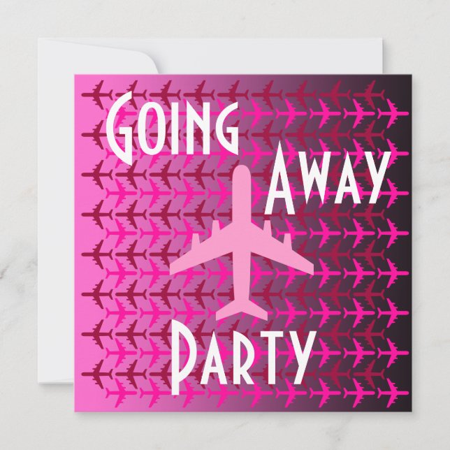 Abfahrt Party Einladung Card Flugzeug Rosa (Vorderseite)