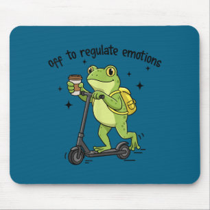 Abfahrt, um Emotionen lustiger Frosch auf Scooter  Mousepad