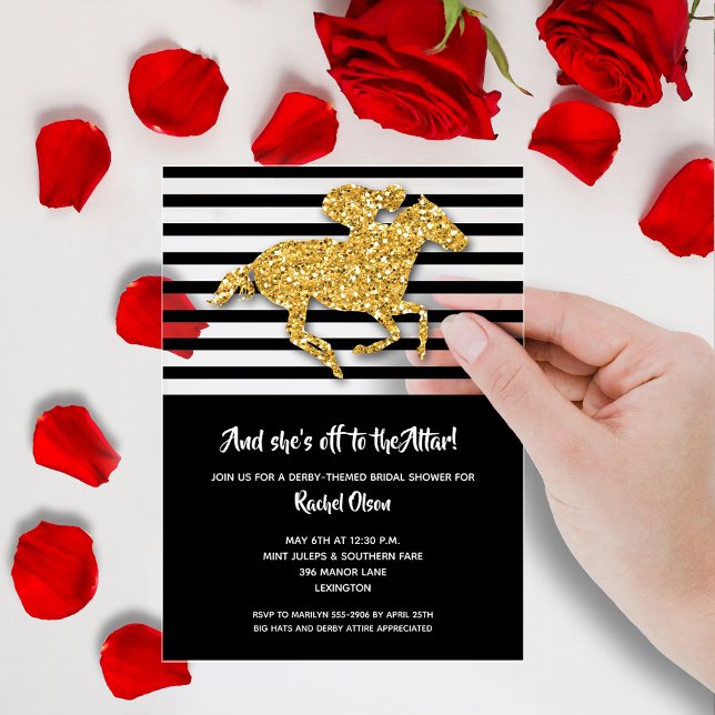 Abfahrt zum Altar-Derby-Brautparty Acryleinladungen (Off to the Altar Derby Horse Bridal Shower Acrylic Invitations - order on CLEAR or FROSTED acrylic)