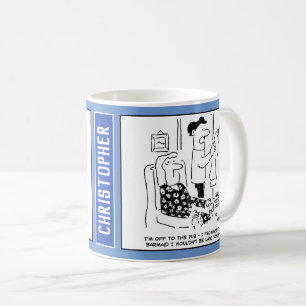 Abfahrt zum Pub, um Barmaid zu sehen. Kaffeetasse
