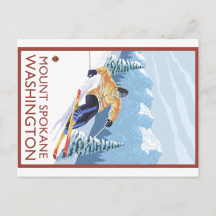 Abfahrts-Skiläufer - Mount Spokane, Washington Postkarte