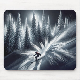 Abfahrtskier im Mondschein Mousepad
