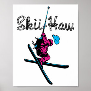 Abfahrtsschneeskifahren Ski Haw Wintersport Cowboy Poster