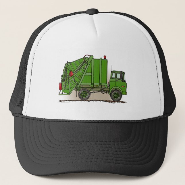 Abfall-LKW-Grün-Hut Truckerkappe (Vorderseite)