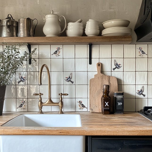Abflug von Woodpecker Fliese (Downy Woodpecker
)