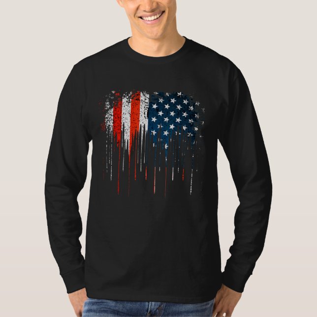 Abgeblendet erschüttert US-Flagge treiben rot weiß T-Shirt (Vorderseite)