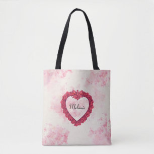 Abgeblendete Aquarellbilder mit rotem Herz Tasche