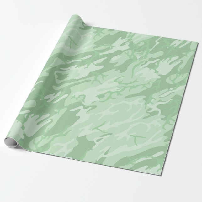 Abgeblendete grüne Camouflage Geschenkpapier (Ungerollt)