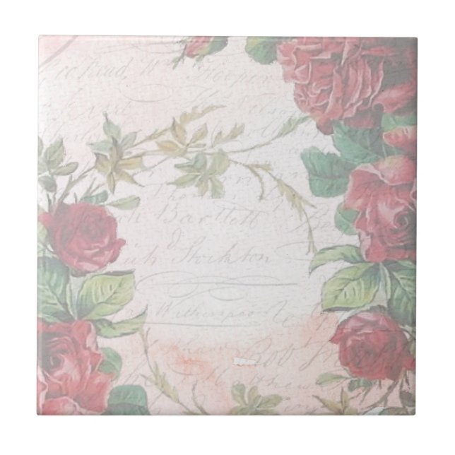 Abgeblendeter Vintager Blumenbrief Fliese (Vorderseite)