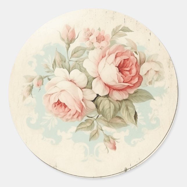 Abgeblendetes Pachy Pink Glory, Shabby Chic Runder Aufkleber (Vorderseite)