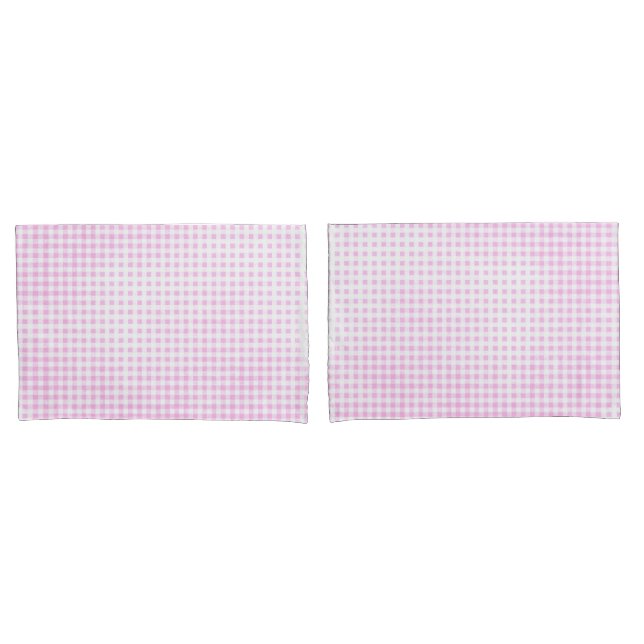 Abgeblendetes rosa und weißes Gingham-Muster Kissenbezug (Vorderseite-Set)