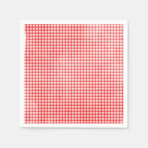 Abgeblendetes Rot-Weiß-Gingham-Muster Serviette
