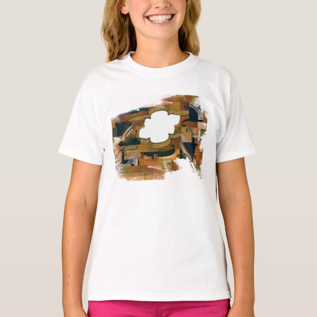 Abgefressener aufgereihter Instrument-Rahmen T-Shirt (Vorderseite)