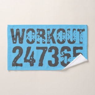 Abgelaufener und kratzter Text Workout 247365 Blau Badhandtuch Set