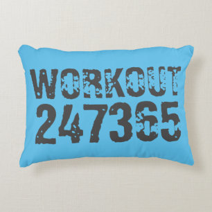 Abgelaufener und kratzter Text Workout 247365 Blau Dekokissen