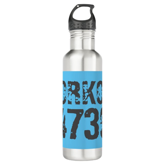 Abgelaufener und kratzter Text Workout 247365 Blau Edelstahlflasche (Vorderseite)