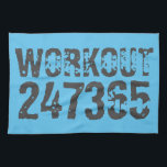 Abgelaufener und kratzter Text Workout 247365 Blau Geschirrtuch<br><div class="desc">Abgelaufener und kratzter Text Workout 247365 in grauer Farbe mit blauem Hintergrund. Perfekt für alle, die sich im Fitnessraum bewegen, Fitness, trainieren, Bodybuilding und trainieren.</div>