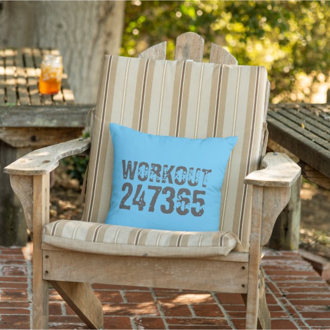 Abgelaufener und kratzter Text Workout 247365 Blau Kissen (Stuhl)
