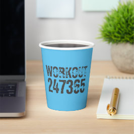 Abgelaufener und kratzter Text Workout 247365 Blau Pappbecher