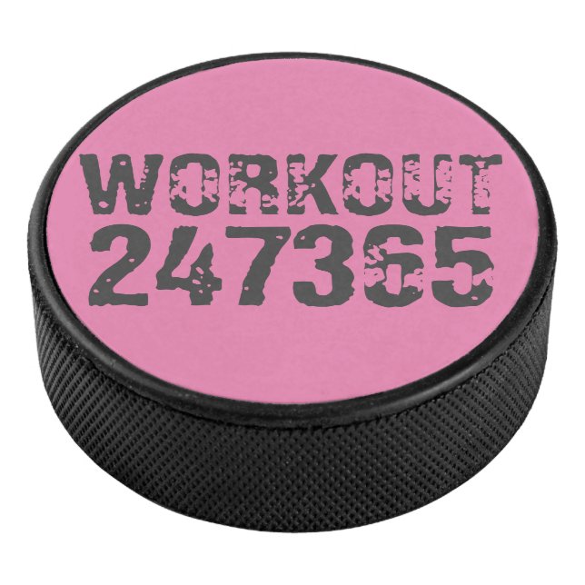 Abgelaufener und kratzter Text Workout 247365 rosa Eishockey Puck (3/4)