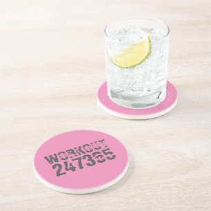 Abgelaufener und kratzter Text Workout 247365 rosa Getränkeuntersetzer
