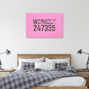 Abgelaufener und kratzter Text Workout 247365 rosa Leinwanddruck