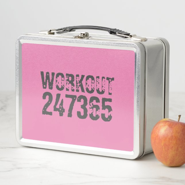 Abgelaufener und kratzter Text Workout 247365 rosa Metall Brotdose (Beispiel)