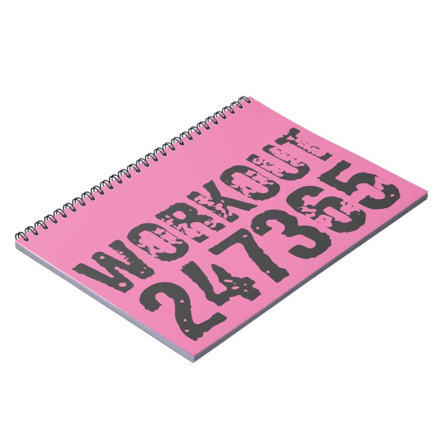 Abgelaufener und kratzter Text Workout 247365 rosa Notizblock (Linke Seite)