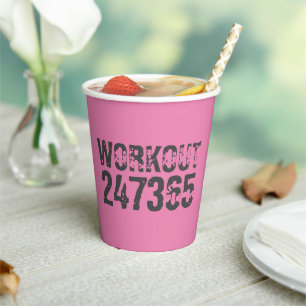 Abgelaufener und kratzter Text Workout 247365 rosa Pappbecher