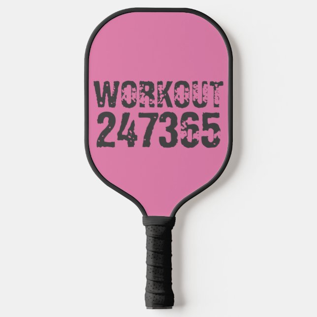 Abgelaufener und kratzter Text Workout 247365 rosa Pickleball Schläger (Vorderseite)