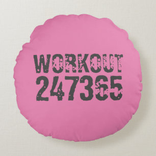 Abgelaufener und kratzter Text Workout 247365 rosa Rundes Kissen