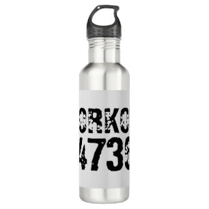 Abgelaufener und kratzter Text Workout 247365 schw Edelstahlflasche