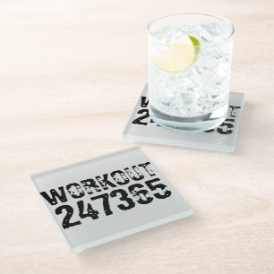 Abgelaufener und kratzter Text Workout 247365 schw Glasuntersetzer