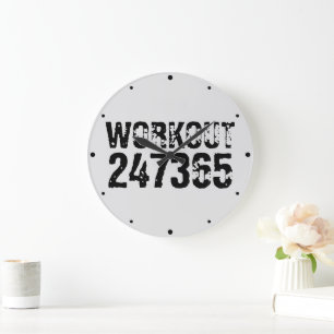 Abgelaufener und kratzter Text Workout 247365 schw Große Wanduhr