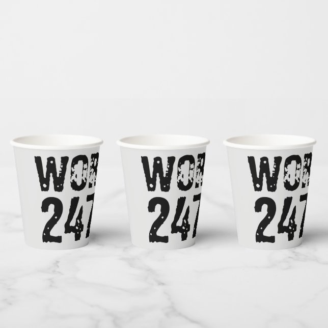 Abgelaufener und kratzter Text Workout 247365 schw Pappbecher (Multi)