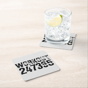 Abgelaufener und kratzter Text Workout 247365 schw Rechteckiger Pappuntersetzer