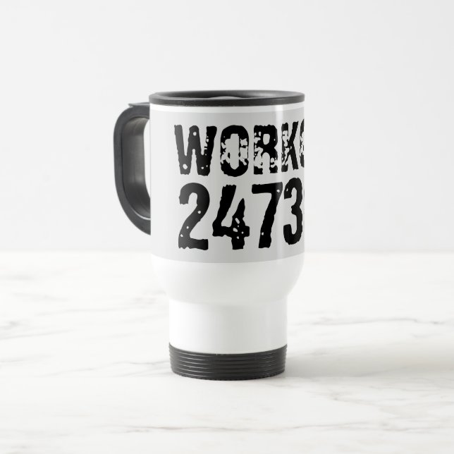Abgelaufener und kratzter Text Workout 247365 schw Reisebecher (Vorderseite Links)