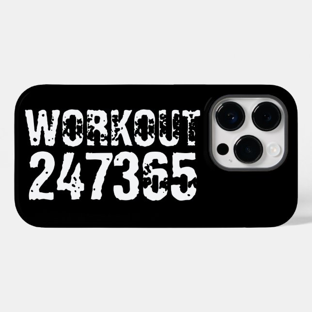 Abgelaufener und kratzter Text Workout 247365 weiß Case-Mate iPhone 14 Pro Hülle (Rückseite (Horizontal))