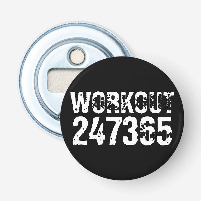 Abgelaufener und kratzter Text Workout 247365 weiß Flaschenöffner (Vorderseite)