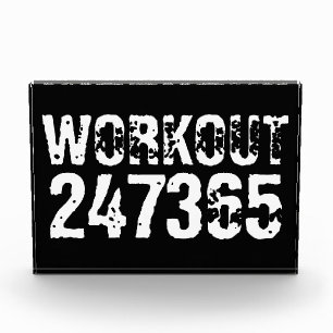 Abgelaufener und kratzter Text Workout 247365 weiß Fotoblock