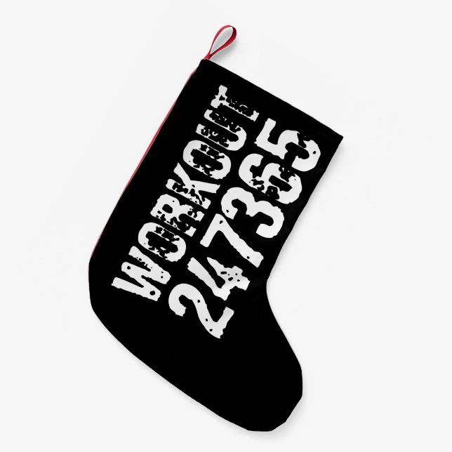 Abgelaufener und kratzter Text Workout 247365 weiß Kleiner Weihnachtsstrumpf (Vorderansicht (hängend))