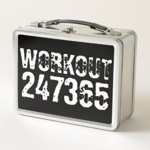 Abgelaufener und kratzter Text Workout 247365 weiß Metall Brotdose