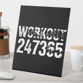 Abgelaufener und kratzter Text Workout 247365 weiß Sockelschild
