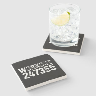 Abgelaufener und kratzter Text Workout 247365 weiß Steinuntersetzer